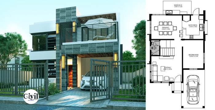 Contoh desain rumah 8x14 4 kamar